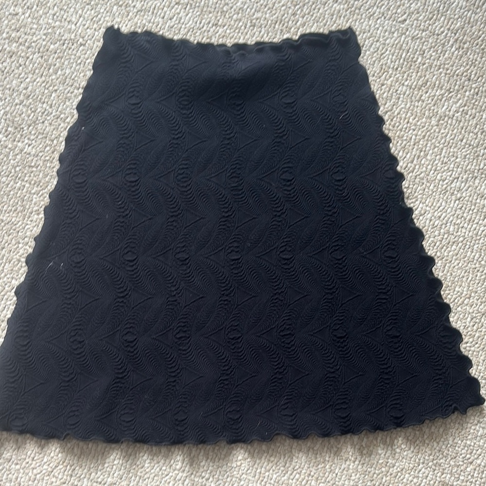 Black Ribbed A-Line Mini Skirt